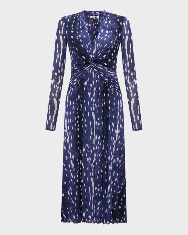 Burton Spotted Twist-Front Midi Dress